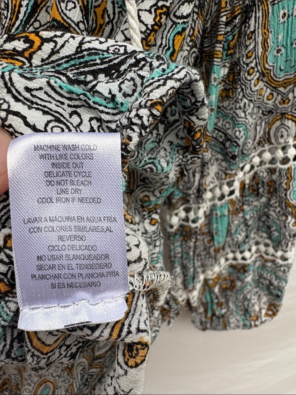 Democracy Paisley Tunic in Teal, Goldenrod, Black & White - Picture 4 of 13